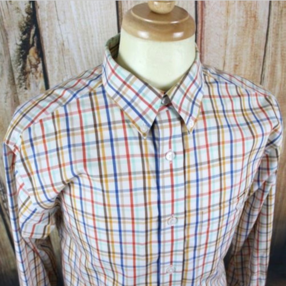 Orvis Medium Shirt Button Down Collar Oxford Plaid